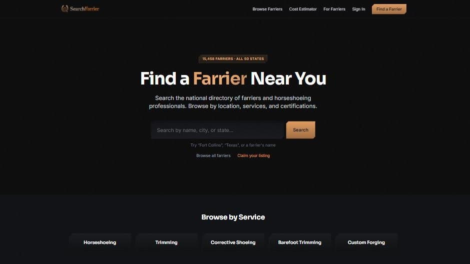 SearchFarrier homepage